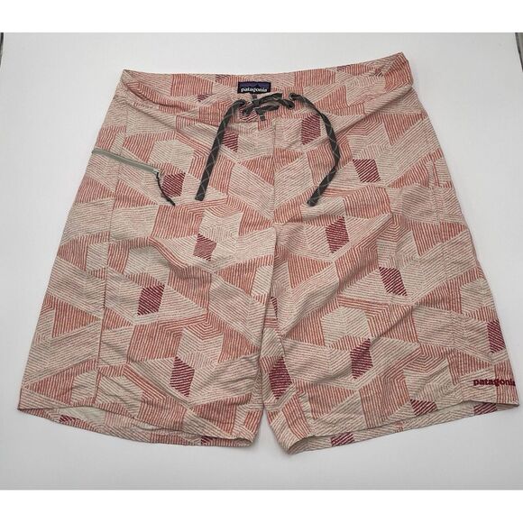 Patagonia Other - Patagonia‎ Board Shorts Men's Size 33 Red Geometric Pattern Swim Surf Trunks